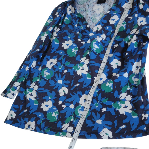 100% Cotton Floral V-neck Career Top L - Picture 6 of 7